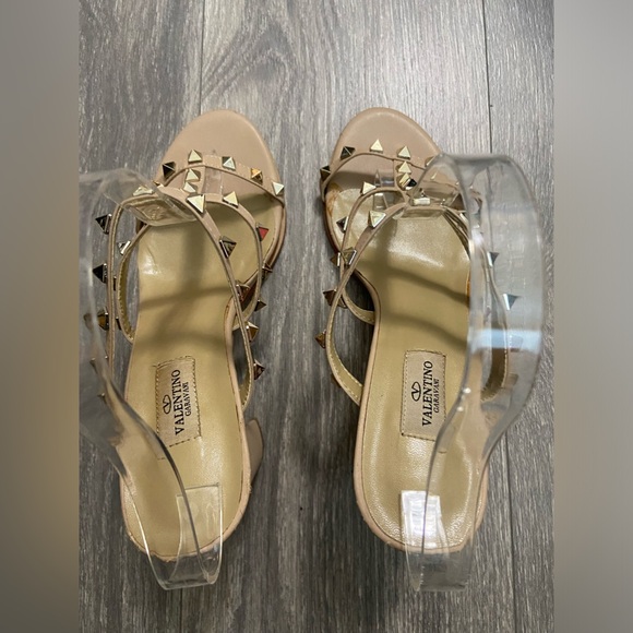 Valentino Garavani Rockstar Stud Caged Leather Tan Nude Sandals Size 42/ US 12 - Picture 9 of 11